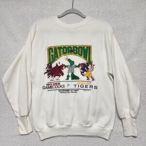 SC Gamecocks LSU Tigers Gator Bowl Sweatshirt Adult M White Tommy Hodson 1987